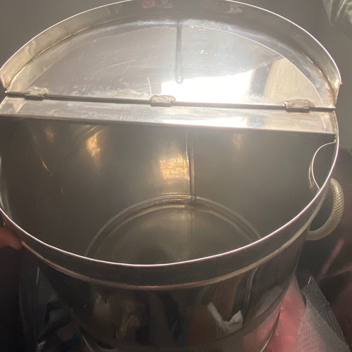 Stainless steel oil barrel used, with handles and lid 30L