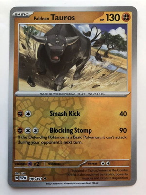 Tauros Reverse Holofoil 101 нова колекционерска карта Pokemon