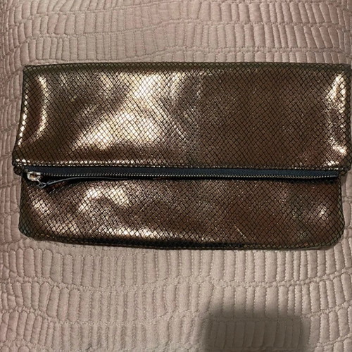 Mary Portas clutch bag bronze metallic, brand new, leather