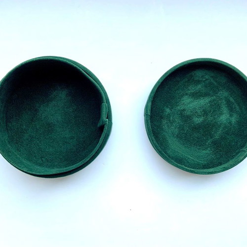 Velvet box with hammered silver, like new, green