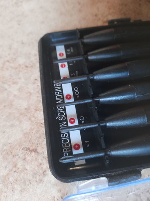 Precision screwdriver set with Torx bits 1+1