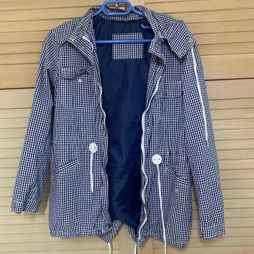 RAXEVSKY Checked Parka with Detachable Hood, Size S