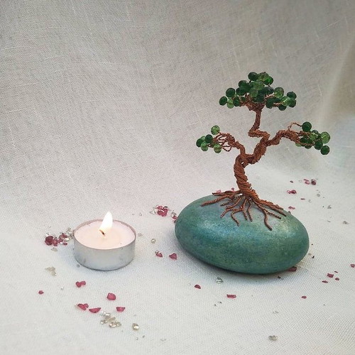 Large Bonsai Wire Tree New with Marble Stone