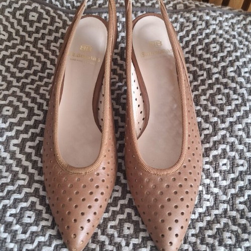 Baboulas leather slingback pumps, beige and brown, size 36