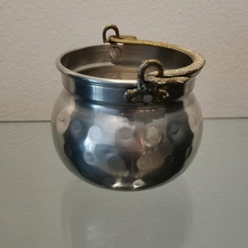 Decorative vessel used, aluminum with brass handle