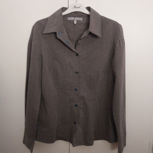 Striped shirt 60% cotton used, size M-L, grey with black stripes