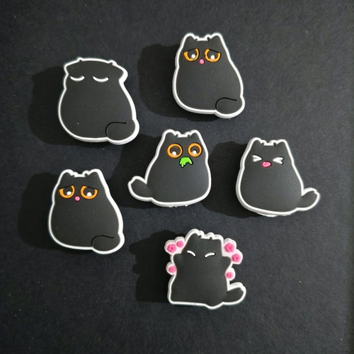 Crocs Charms Black Cat Love set like new