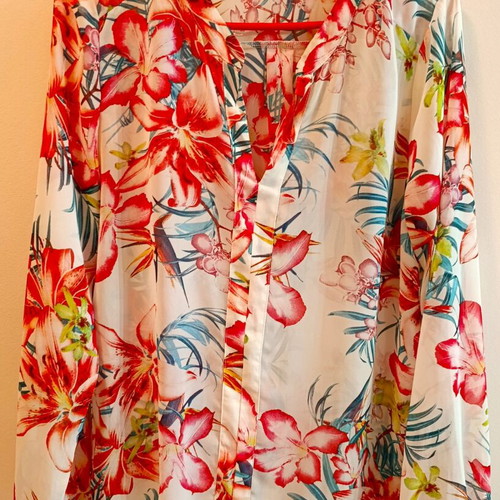Floral tunic Raspberry like new, multicolor