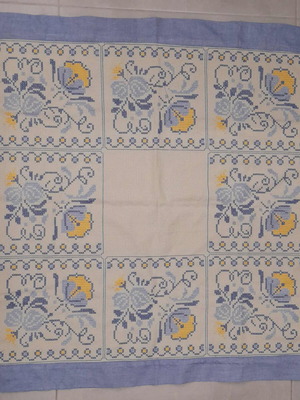 Kares with fabric border and floral patterns, new