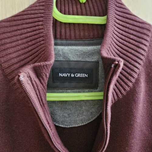Navy & Green men's cotton sweatshirt XL new, burgundy with zipper