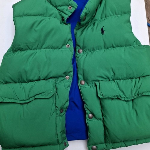 Ralph Lauren down reversible vest size 8 like new, blue and green
