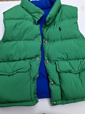 Ralph Lauren down reversible vest size 8 like new, blue and green