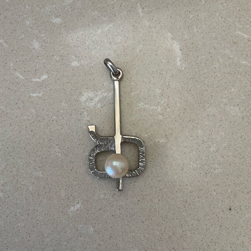 Pendentif stainless steel with pearl vintage 70s like new