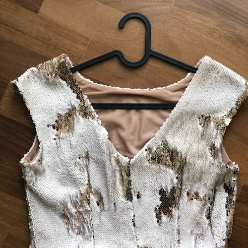 BSB Collection sequin crop top large, like new, beige and gold