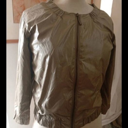 Bershka thin metallic gold beige jacket like new, medium