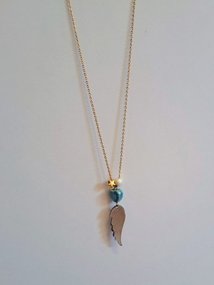 Long necklace with chain 35cm like new, gold tone with charms