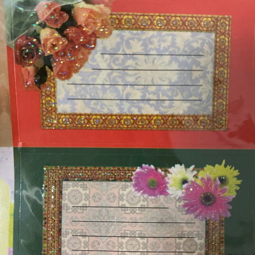 Stickers used with gold stamping and flowers