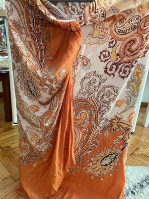 Calzedonia pareo satin fabric like new, brown and gold