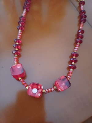 Handmade Fo Bizou Zari necklace new, red