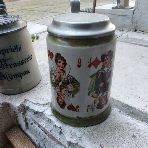 Beer glass and bottle set from Olympos restaurant Naousa like new