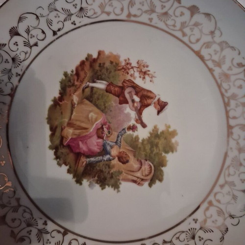 Collectible Royal Bayreuth Bavaria porcelain plate used, Fragonard theme