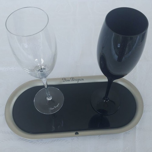 Dom Pérignon Collectible Set with Royal Selangor Pewter Tray and 2 Authentic Glasses
