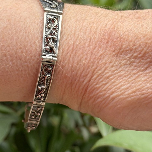 Russian Handmade Silver Bracelet 925 Stamped, Carnelian Stone