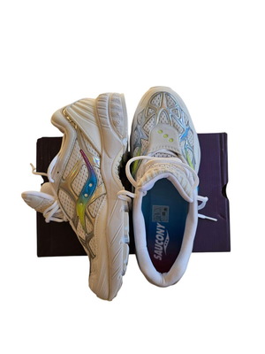 Saucony Grid Web men's sneakers new, white with iridescent effect, size 45