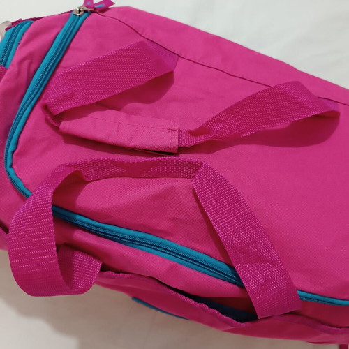 LiveUp Sports gym bag, fuchsia with turquoise details