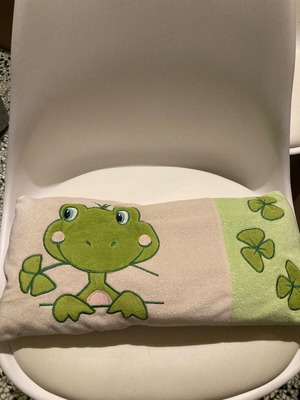 Frog pillow used, rectangular design