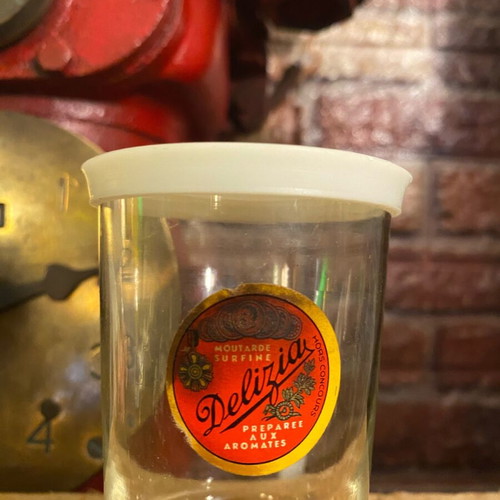 Delizia glass mustard jar used with lid