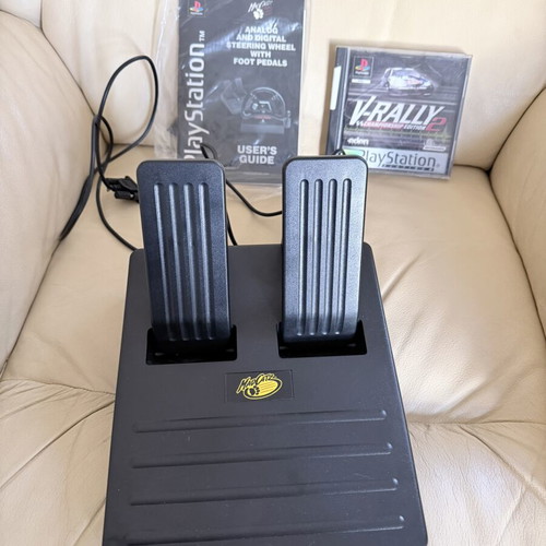 Sony PlayStation Mad Catz racing wheel with pedals and V-Rally 2