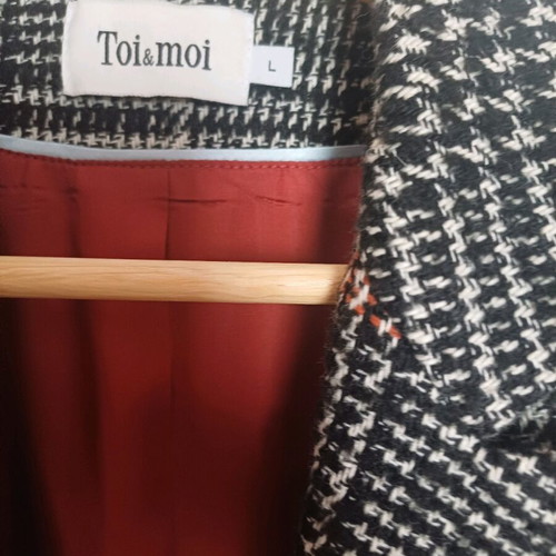 Toi Moi midi check coat like new, grey, size L