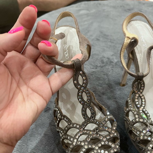 Sergio Rossi suede sandals with Swarovski new, size 39, beige