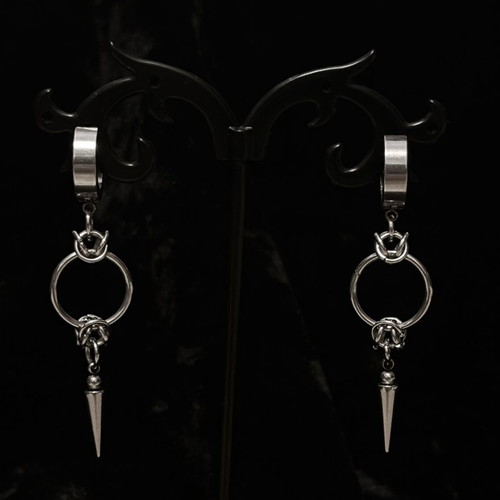 Chainmail earrings with spikes handmade, stainless steel, silver color