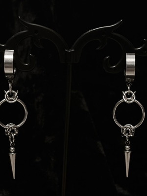 Chainmail earrings with spikes handmade, stainless steel, silver color