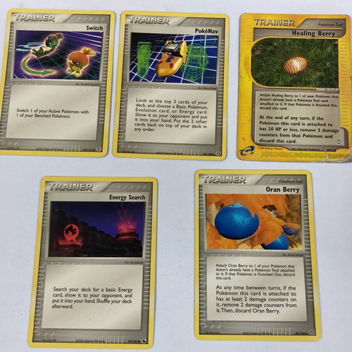 Pokémon Trainer cards used, pack of 5 in good condition
