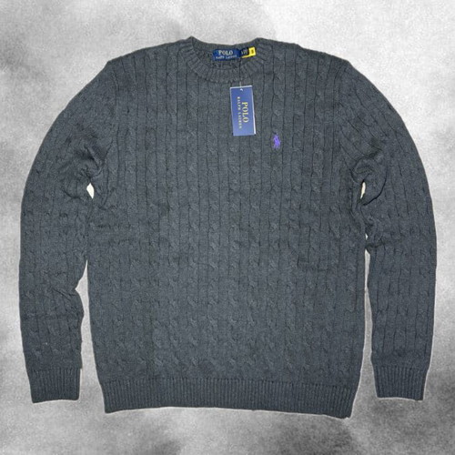 Polo Ralph Lauren cable knit sweater grey like new, size L