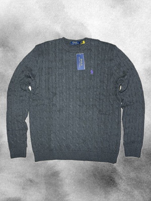 Polo Ralph Lauren cable knit sweater grey like new, size L