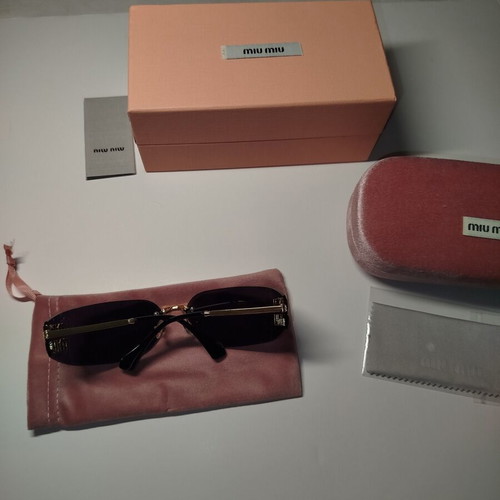 Miu Miu SMU 5AK-061 curved sunglasses, black