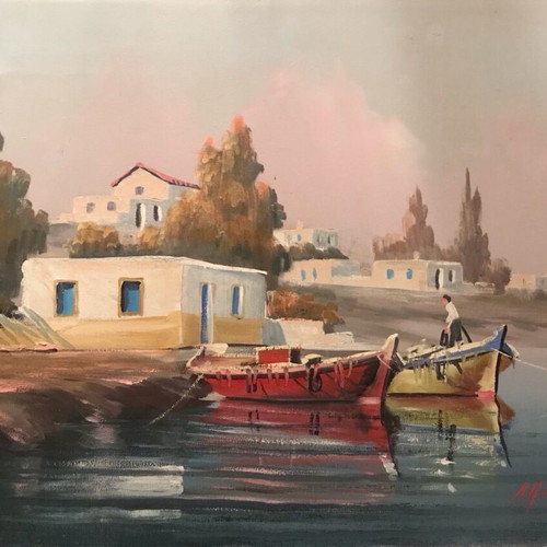 Panagiotou painting oil on canvas 50x70 framed