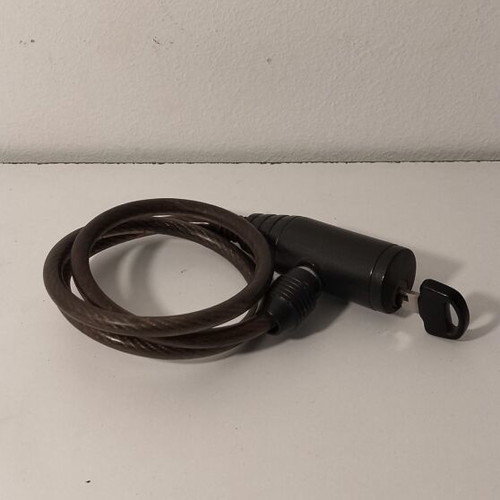 Security lock with flexible wire cable and key used