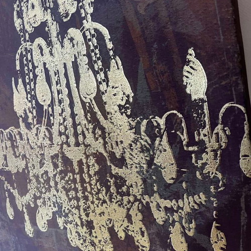 Set of 2 canvas prints with aluminum foil chandelier theme 60x60 used