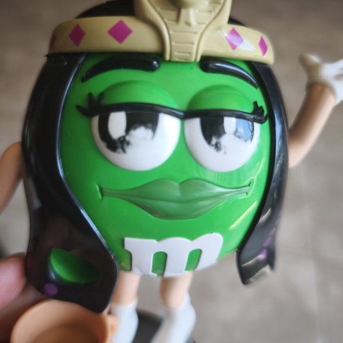 M&Ms Candy Dispenser Green Cleopatra Figure Used 14 cm