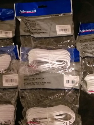 Telephone cable 7m new, white