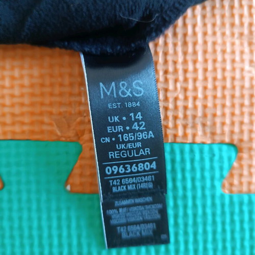 Marks and Spencer dress large with embroidery like new, black