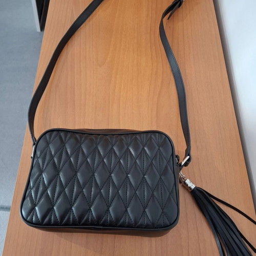 Marie Claire Black Quilted Crossbody Bag Like New with Tassel