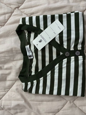 Striped cotton blouse x-large new, olive and white