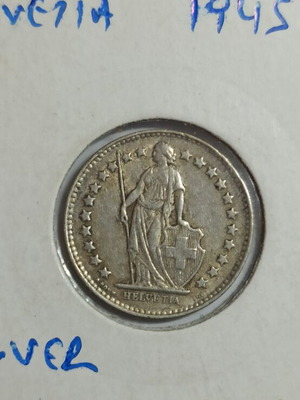 Νόμισμα Ελβετίας 1/2 FR 1945 ασημένιο μεταχειρισμένο