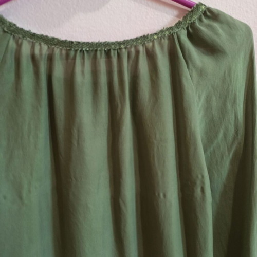 Women's blouse used, khaki, xsmall fitting small, semi-transparent